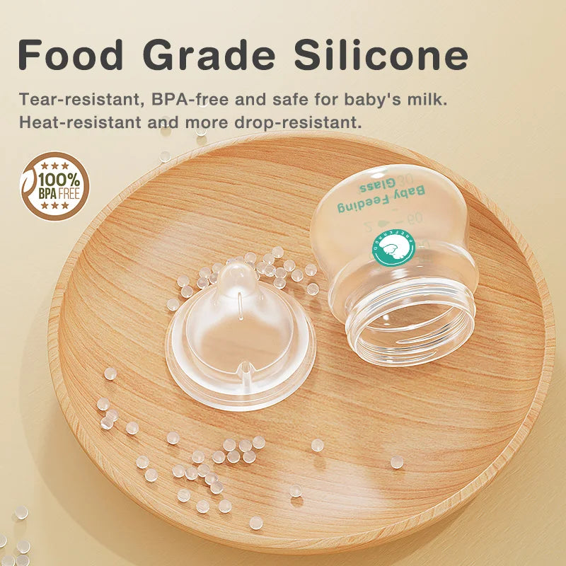 Mamadeira para Recém-Nascido – 1 Unidade, 90 ml ou 160 ml, de Vidro,  Anticólicas, para Alimentação Infantil, Livre de BPA.