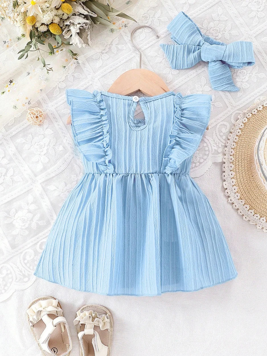 Vestido Infantil com Babados e Laço – Charme e Conforto para o Verão