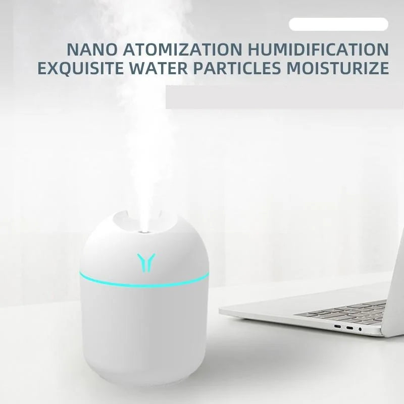 Umidificador de Ar USB 250ml com Difusor de Aromas e Luz LED Colorida