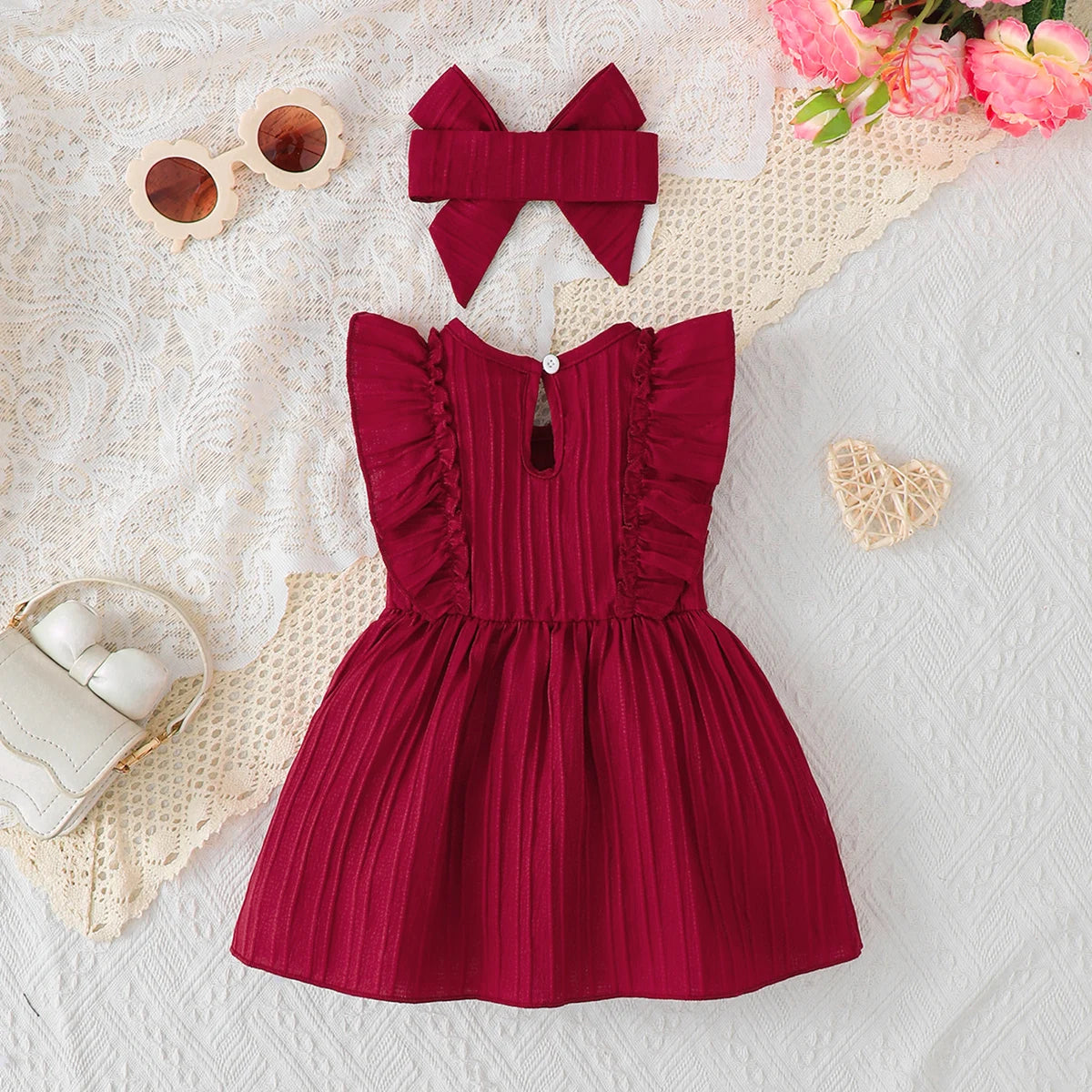 Vestido Infantil com Babados e Laço – Charme e Conforto para o Verão