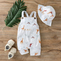 Conjunto Bebê Menino 2 Peças – Macacão de Verão Estampado + Chapéu, Confortável e Casual | 1–3 Anos