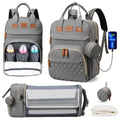 Mochila Maternidade 3 em 1 – Bolsa para Fraldas com Trocador Dobrável, Impermeável e Entrada USB
